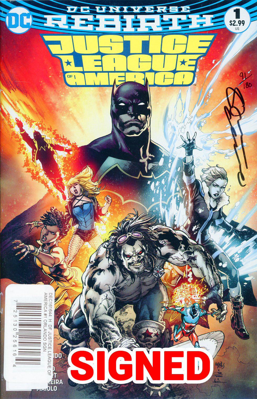 Justice League Of America Vol 5 #1 Cover D DF Signed By Steve Orlando