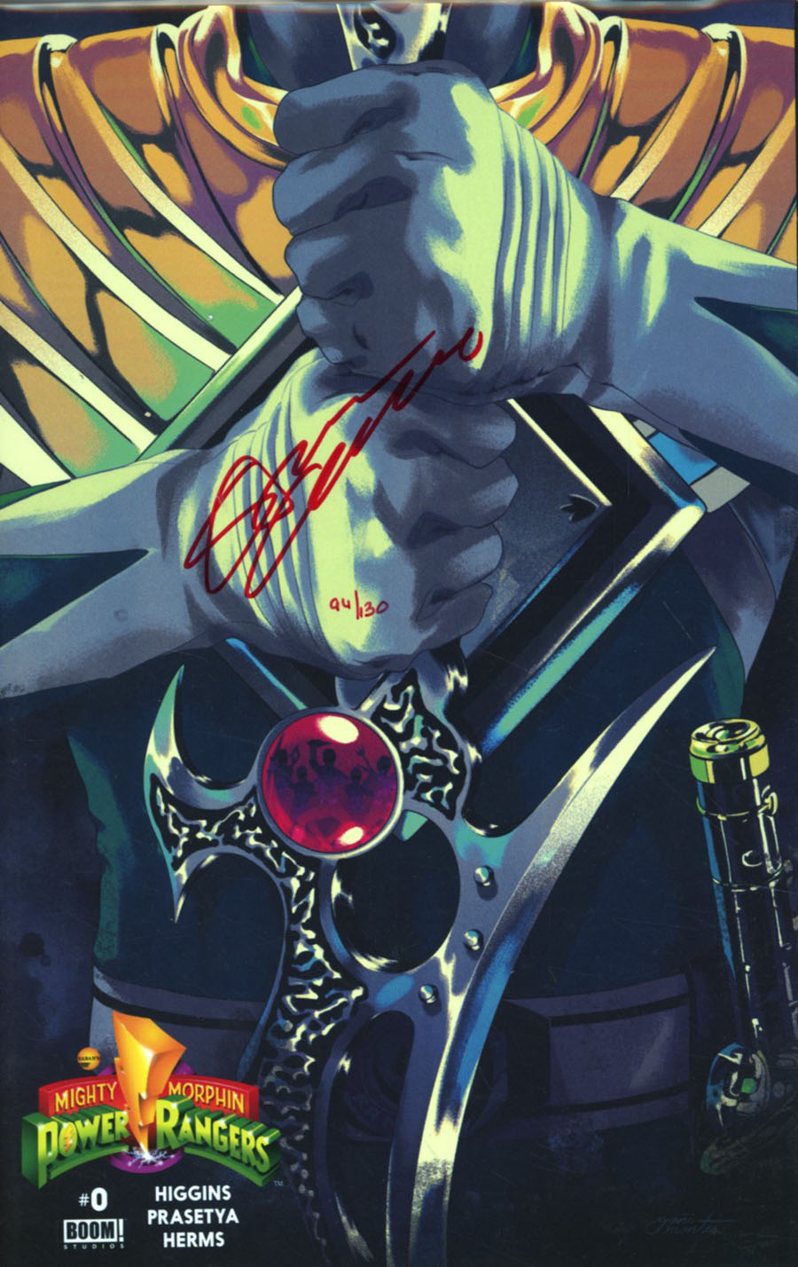 Mighty Morphin Power Rangers (BOOM Studios) #0 Cover J DF Ultra-Limited Red Ranger Signature Series Signed By Steve Orlando