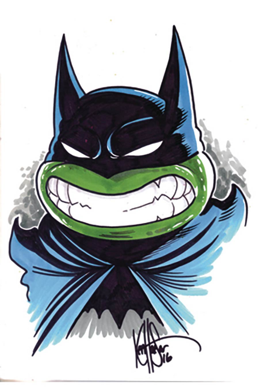 Batman Teenage Mutant Ninja Turtles Adventures #1 Cover O DF Signed & Remarked By Ken Haeser
