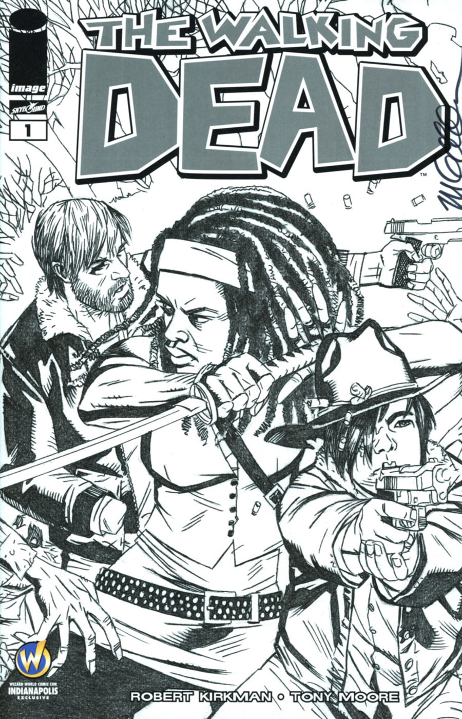 Walking Dead #1 Cover W Wizard World Comic Con Indianapolis VIP Exclusive Michael Golden Sketch Variant Cover Signed By Michael Golden