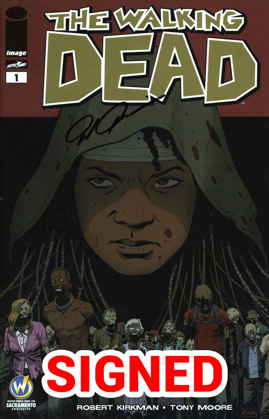 Walking Dead #1 Cover Z-D Wizard World Comic Con Sacramento Exclusive Paolo Rivera Color Variant Cover Signed By Paolo Rivera