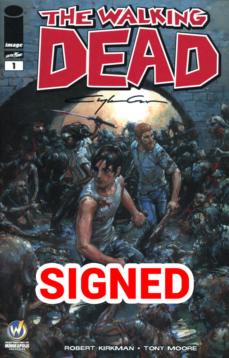 Walking Dead #1 Cover Z-H Wizard World Comic Con Minneapolis Exclusive Clayton Crain Color Variant Cover Signed By Clayton Crain