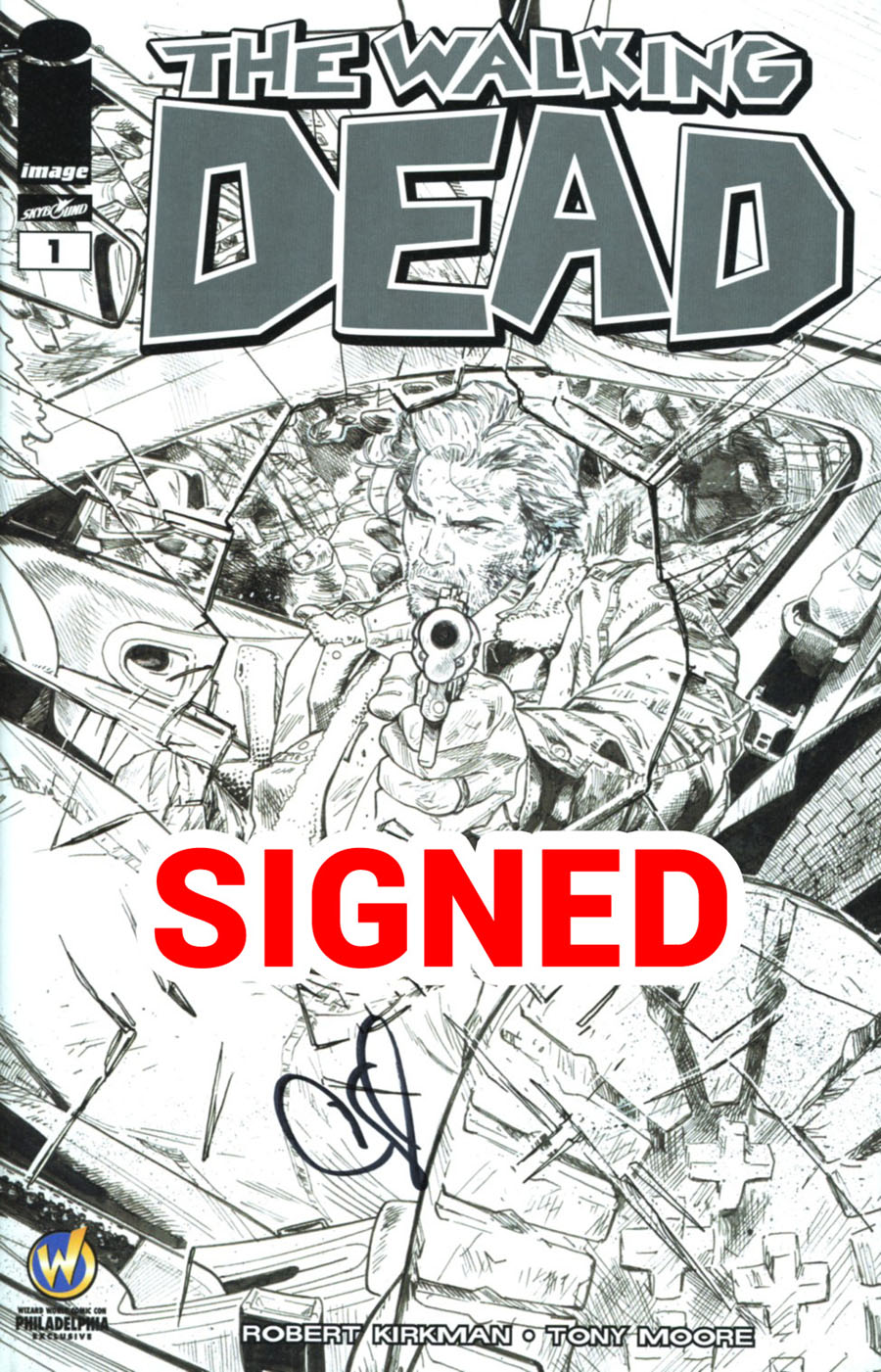 Walking Dead #1 Cover Z-M Wizard World Comic Con Philadelphia VIP Exclusive Clay Mann Sketch Variant Cover Signed By Clay Mann