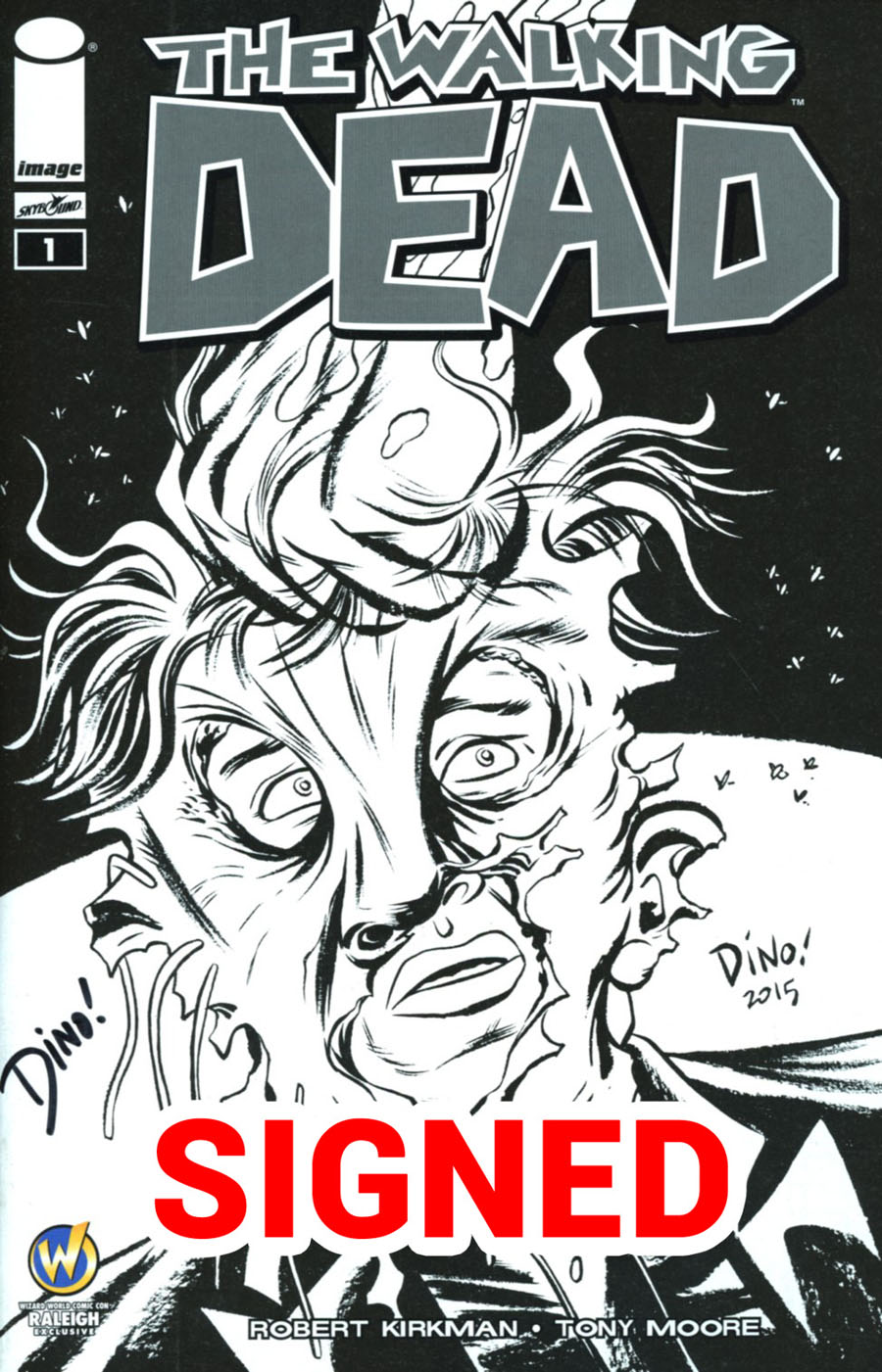 Walking Dead #1 Cover Z-O Wizard World Comic Con Raleigh VIP Exclusive Dean Haspiel Sketch Variant Cover Signed By Dean Haspiel