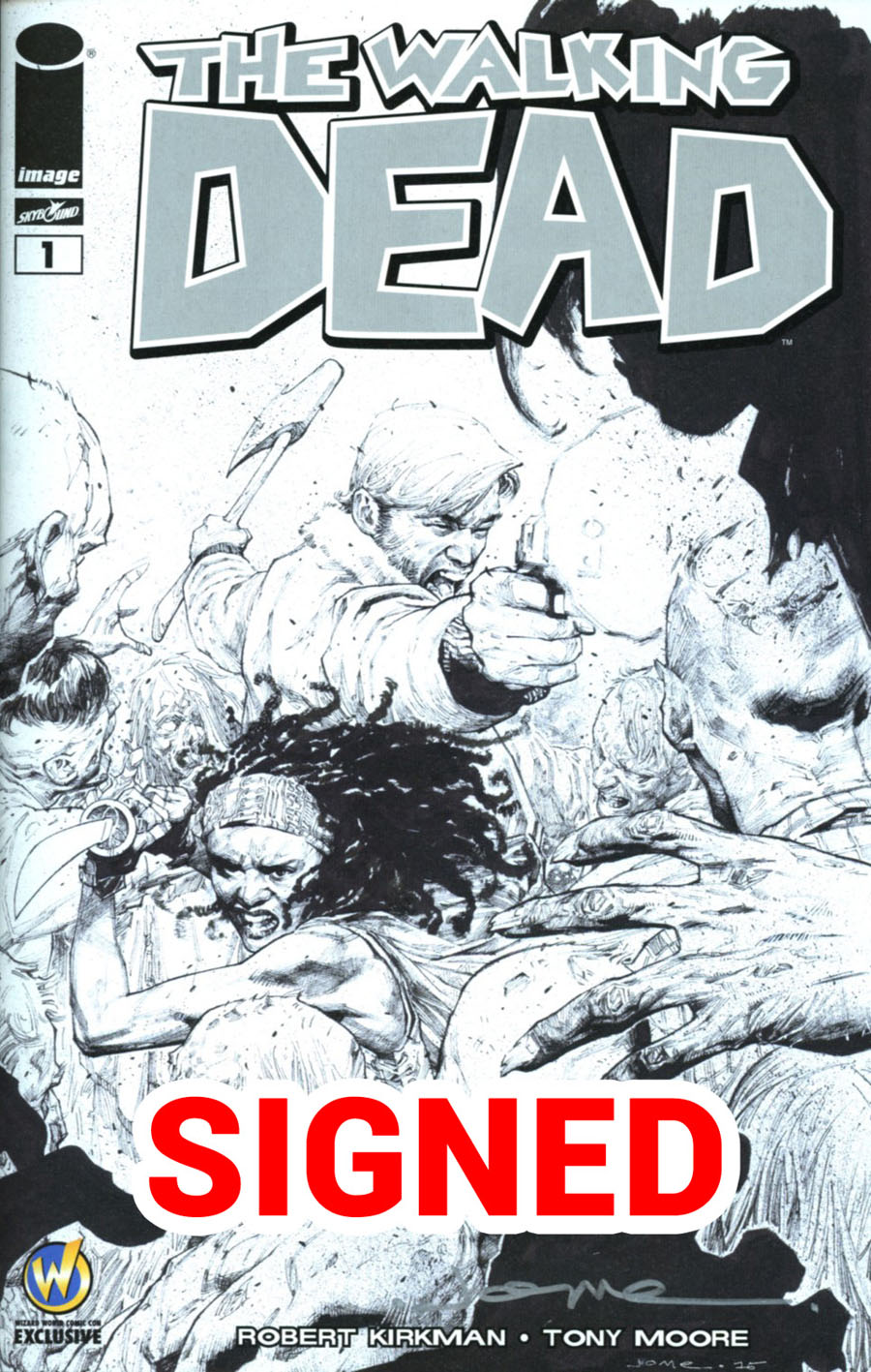 Walking Dead #1 Cover Z-S Wizard World Comic Con Nashville VIP Exclusive Jerome Opena Sketch Variant Cover Signed By Jerome Opena