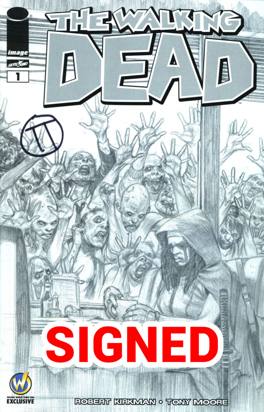 Walking Dead #1 Cover Z-W Wizard World Comic Con Fort Lauderdale VIP Exclusive Julian Tedesco Sketch Variant Cover Signed By Julian Tedesco