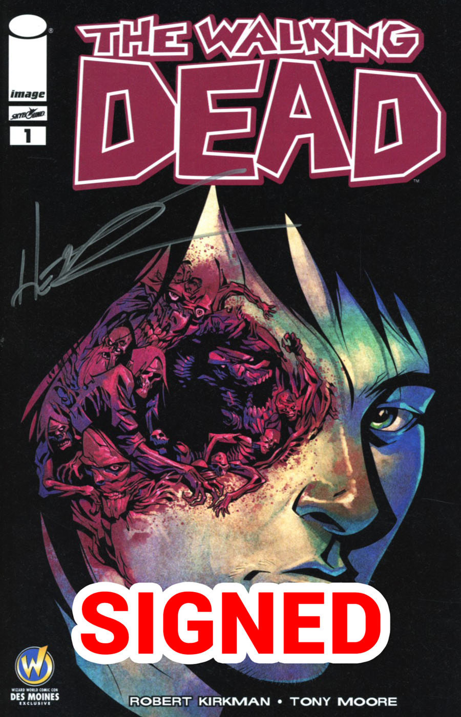 Walking Dead #1 Cover Z-X Wizard World Comic Con Des Moines Exclusive Phil Hester Color Variant Cover Signed By Phil Hester