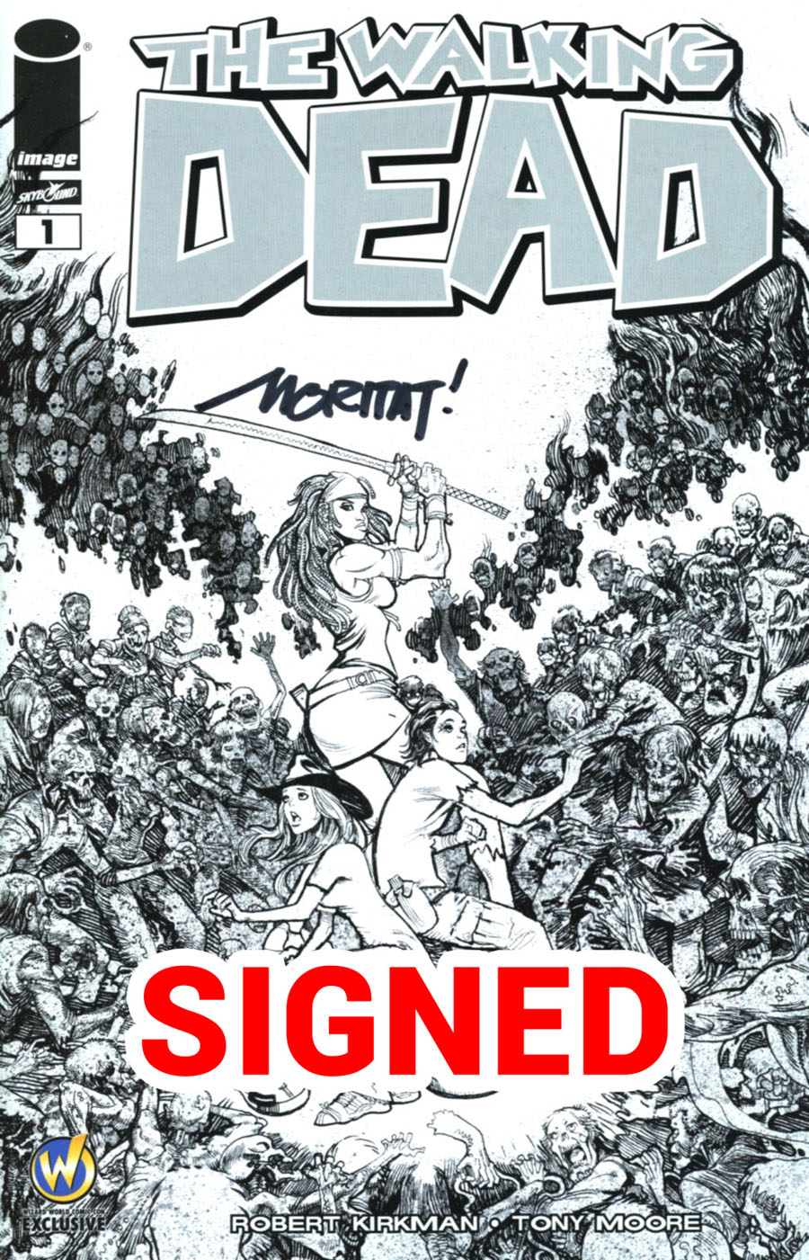 Walking Dead #1 Cover Z-Y Wizard World Comic Con Austin VIP Exclusive Moritat Sketch Variant Cover Signed By Moritat