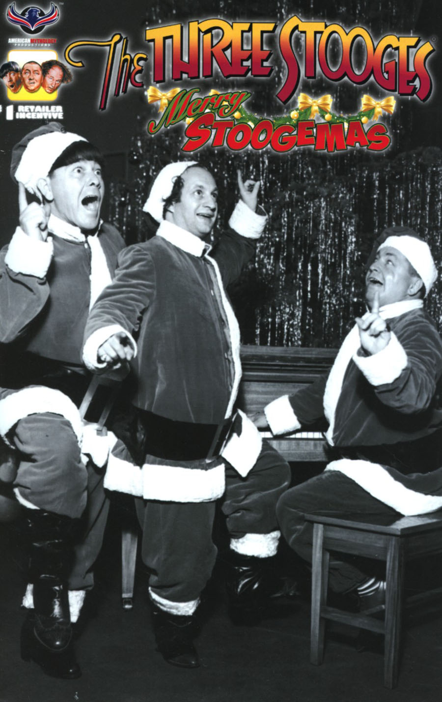 Three Stooges Merry Stoogemas Cover E Incentive Black & White Photo Variant Cover