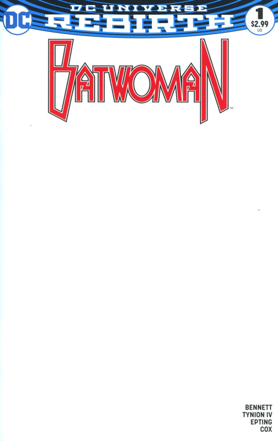 Batwoman Vol 2 #1 Cover C Variant Blank Cover