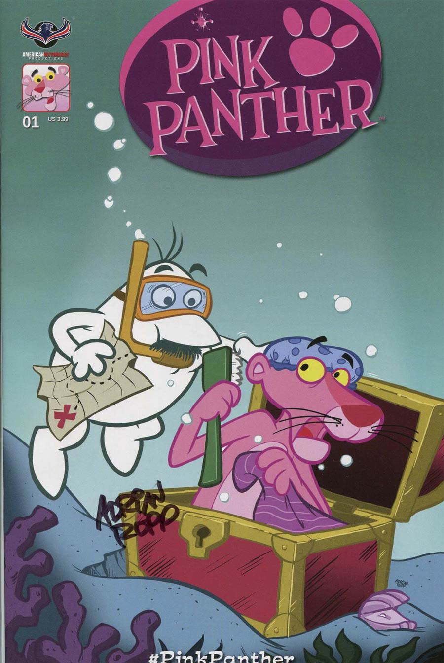 Pink Panther Trick Or Pink #1 Cover E Variant Adrian Ropp Pink Pals Subscription Cover Signed By Adrian Ropp
