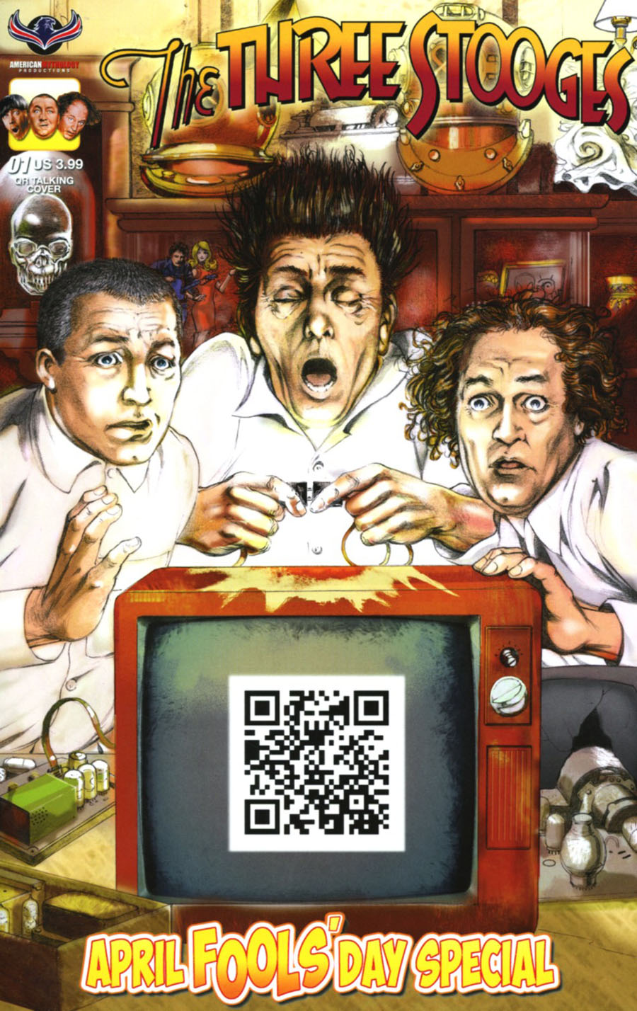 Three Stooges April Fools Day Special Cover A Regular Greg LaRocque Talking QR Code Cover