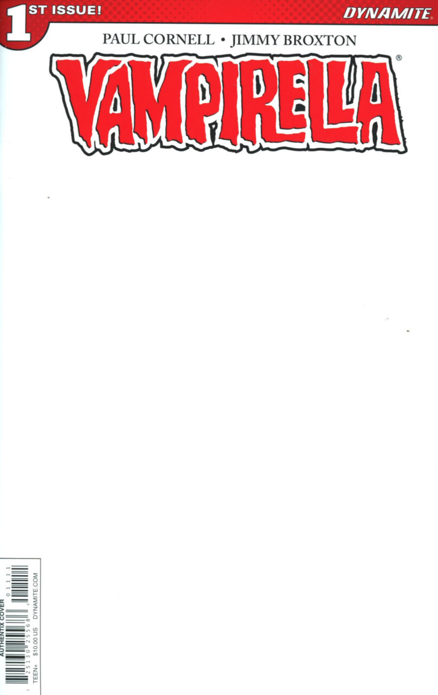 Vampirella Vol 7 #1 Cover K Variant Blank Authentix Cover
