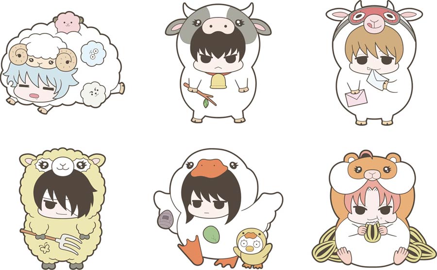 Gin Tama Love & Peace Farm Buddy Collection Rubber Mascot 6-Piece Display