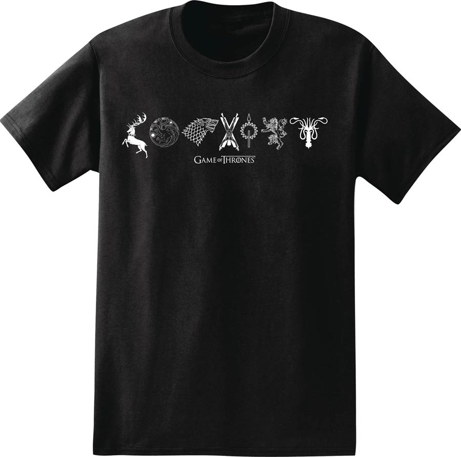 Game Of Thrones House Sigils Black T-Shirt Large