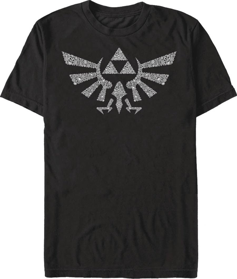 Legend Of Zelda Symbolled Crest Black T-Shirt Large