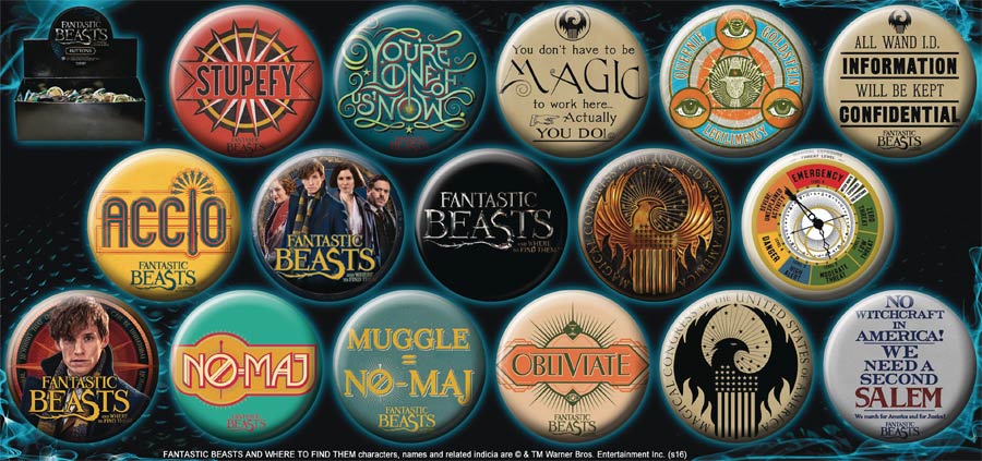 Fantastic Beasts And Where To Find Them Button 144-Piece Assortment Case