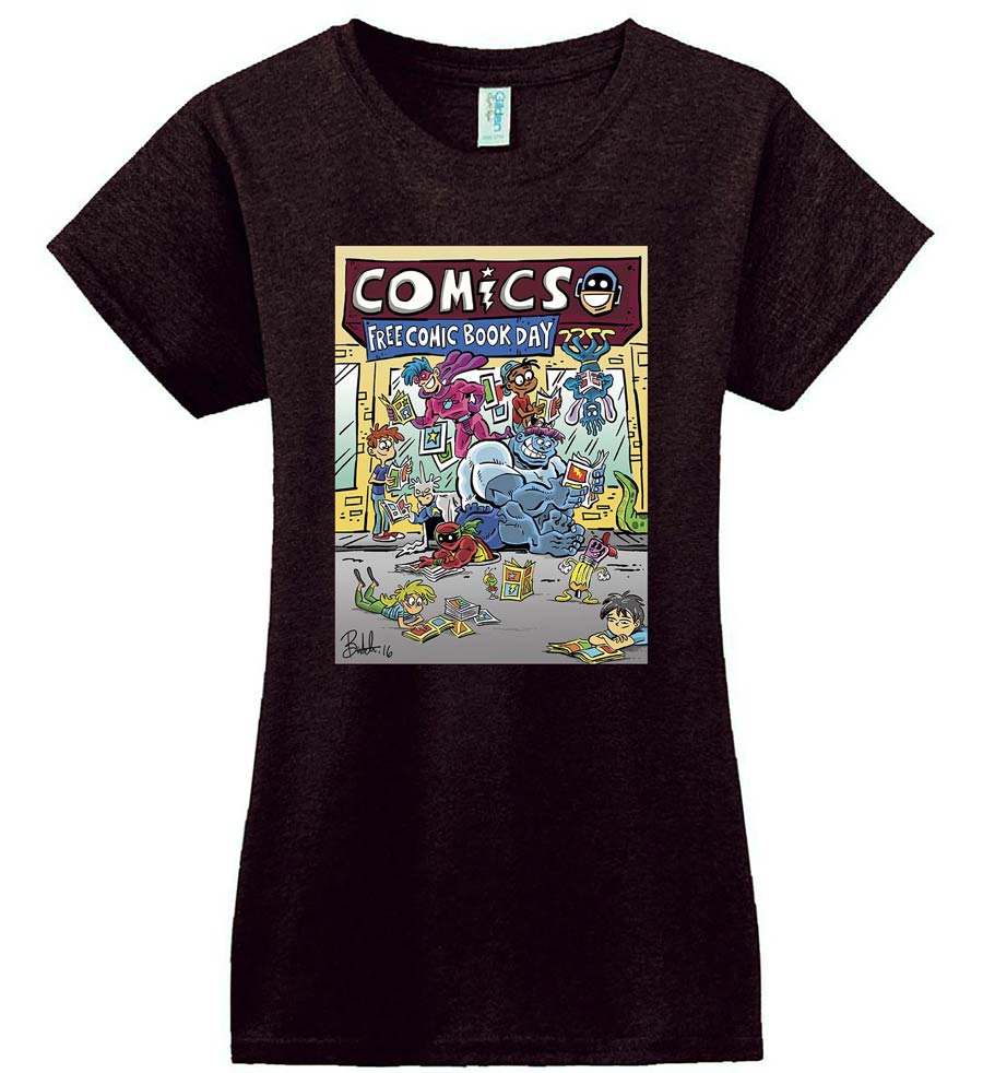FCBD 2017 Commemorative Artist Butch Hartman Black Womens T-Shirt Large