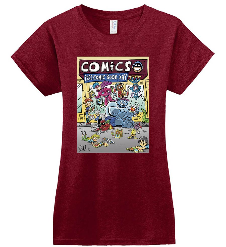 FCBD 2017 Commemorative Artist Butch Hartman Red Womens T-Shirt Large