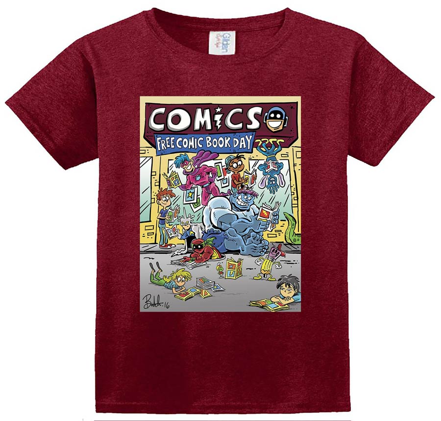 FCBD 2017 Commemorative Artist Butch Hartman Red Youth T-Shirt Large