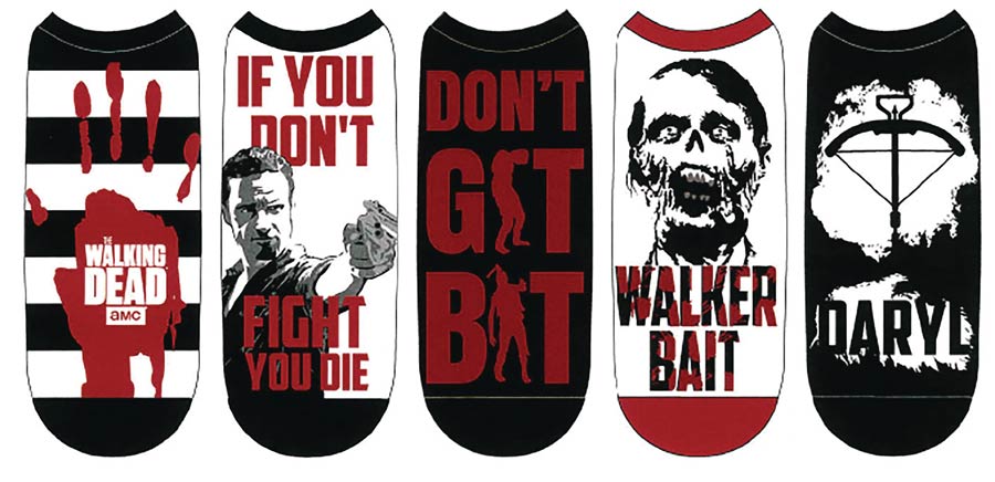 Walking Dead Fight Or Die Low Cut Socks 5-Pack