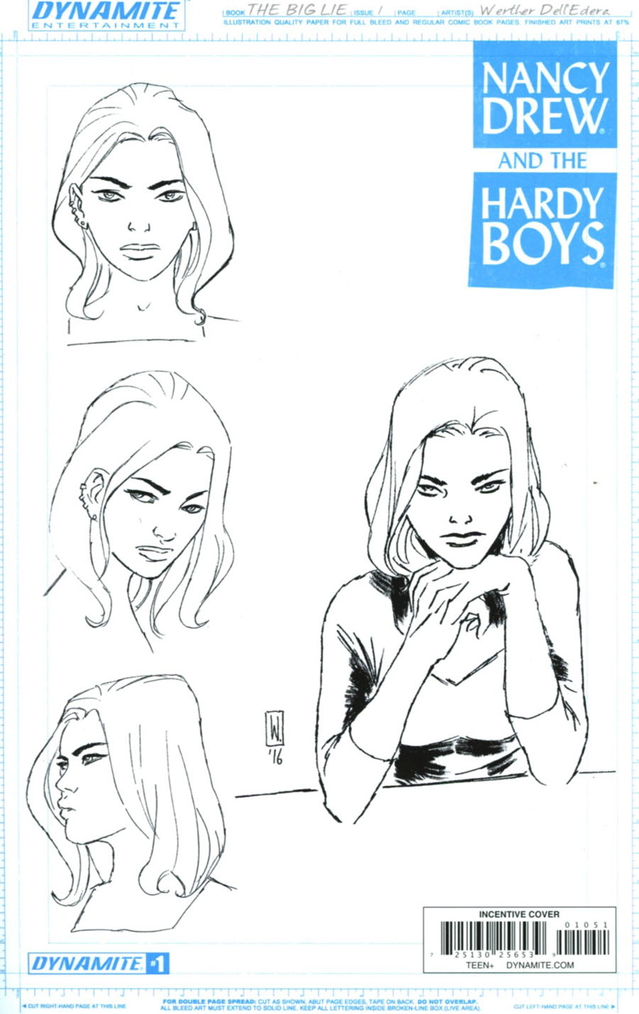 Nancy Drew And The Hardy Boys The Big Lie #1 Cover E Incentive Werther Dell Edera Nancy Drew Design Sketch Variant Cover