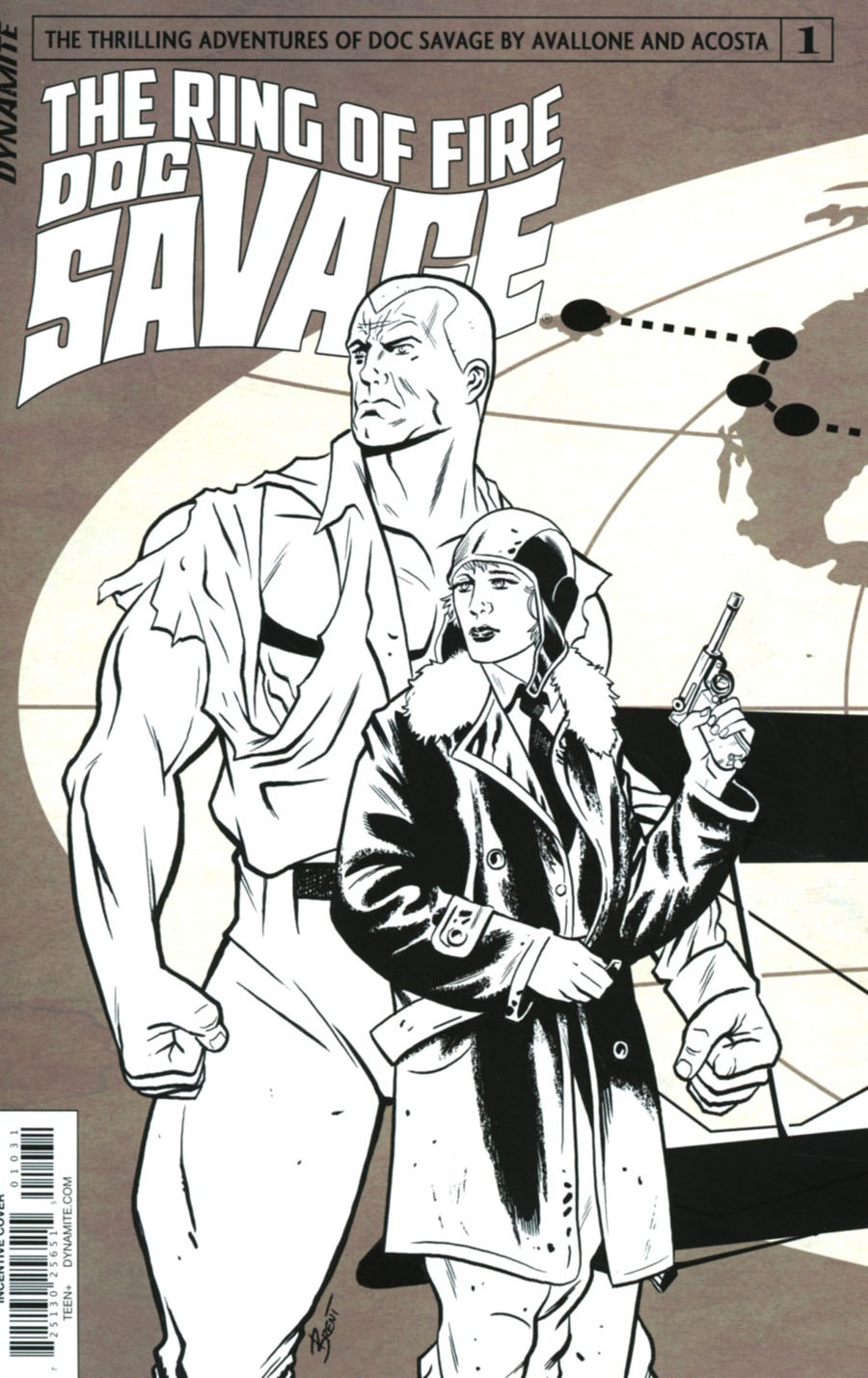 Doc Savage Ring Of Fire #1 Cover C Incentive Brent Schoonover Black & White Cover