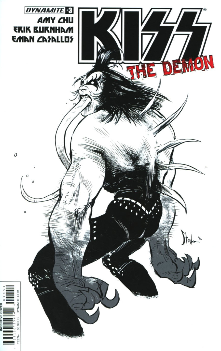 KISS The Demon #3 Cover E Incentive Kyle Strahm Black & White Cover