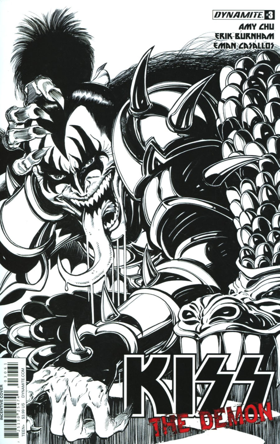 KISS The Demon #3 Cover F Incentive Tom Mandrake Black & White Cover