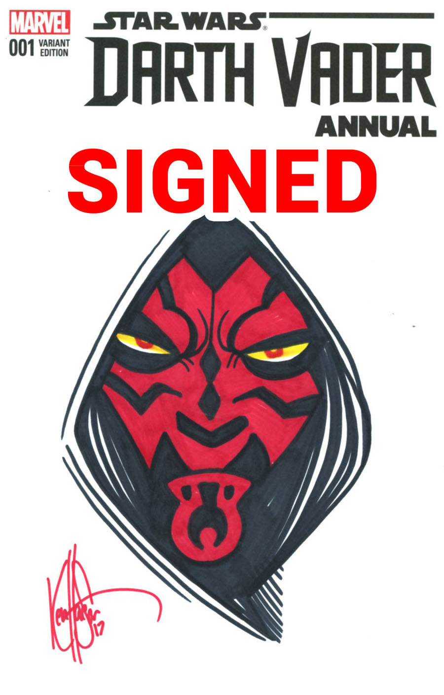 Darth Vader Annual #1 Cover C DF Signed & Remarked With A Darth Maul Hand-Drawn Sketch By Ken Haeser