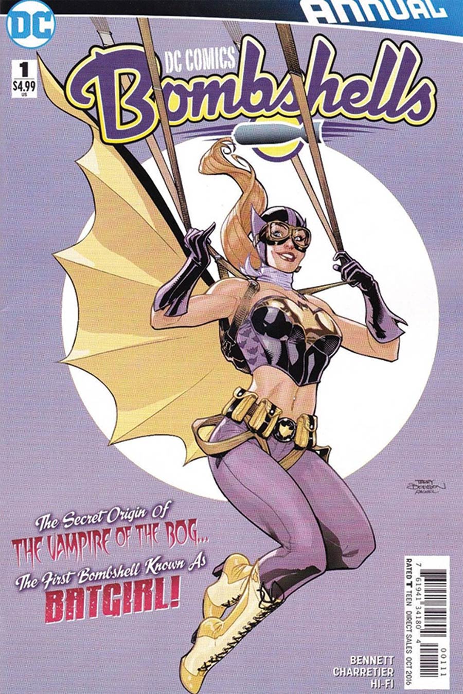 DC Comics Bombshells Annual #1 Cover B DF Ultra-Limited Purple Signature Series Signed By Terry Dodson & Rachel Dodson