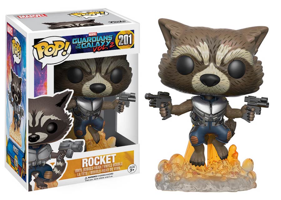 POP Marvel 201 Guardians Of The Galaxy Vol 2 Rocket Raccoon Vinyl Bobble Head