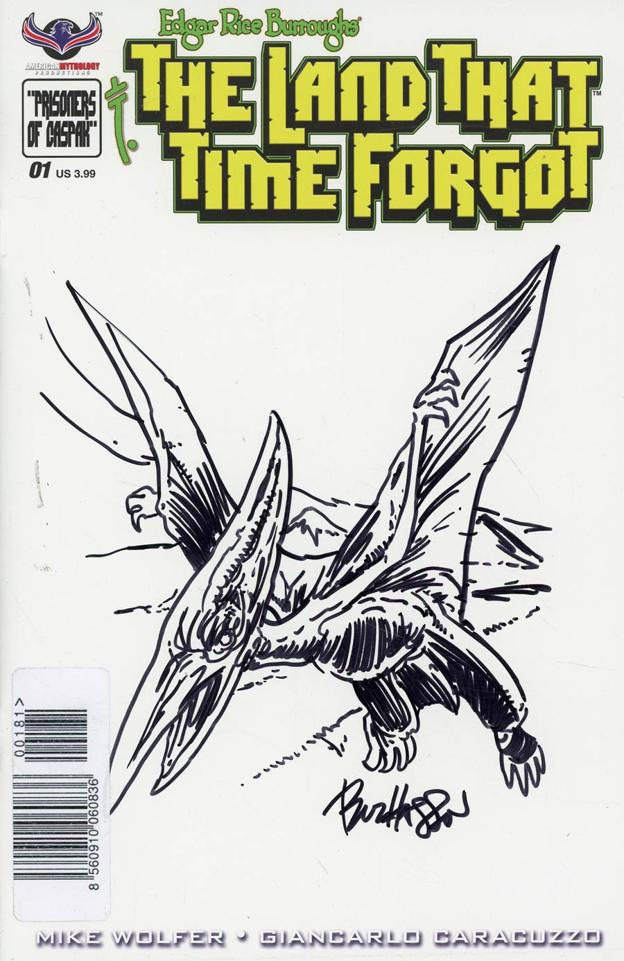 Edgar Rice Burroughs Land That Time Forgot #1 Cover G Variant Buz Hasson Hand-Drawn Sketch Cover