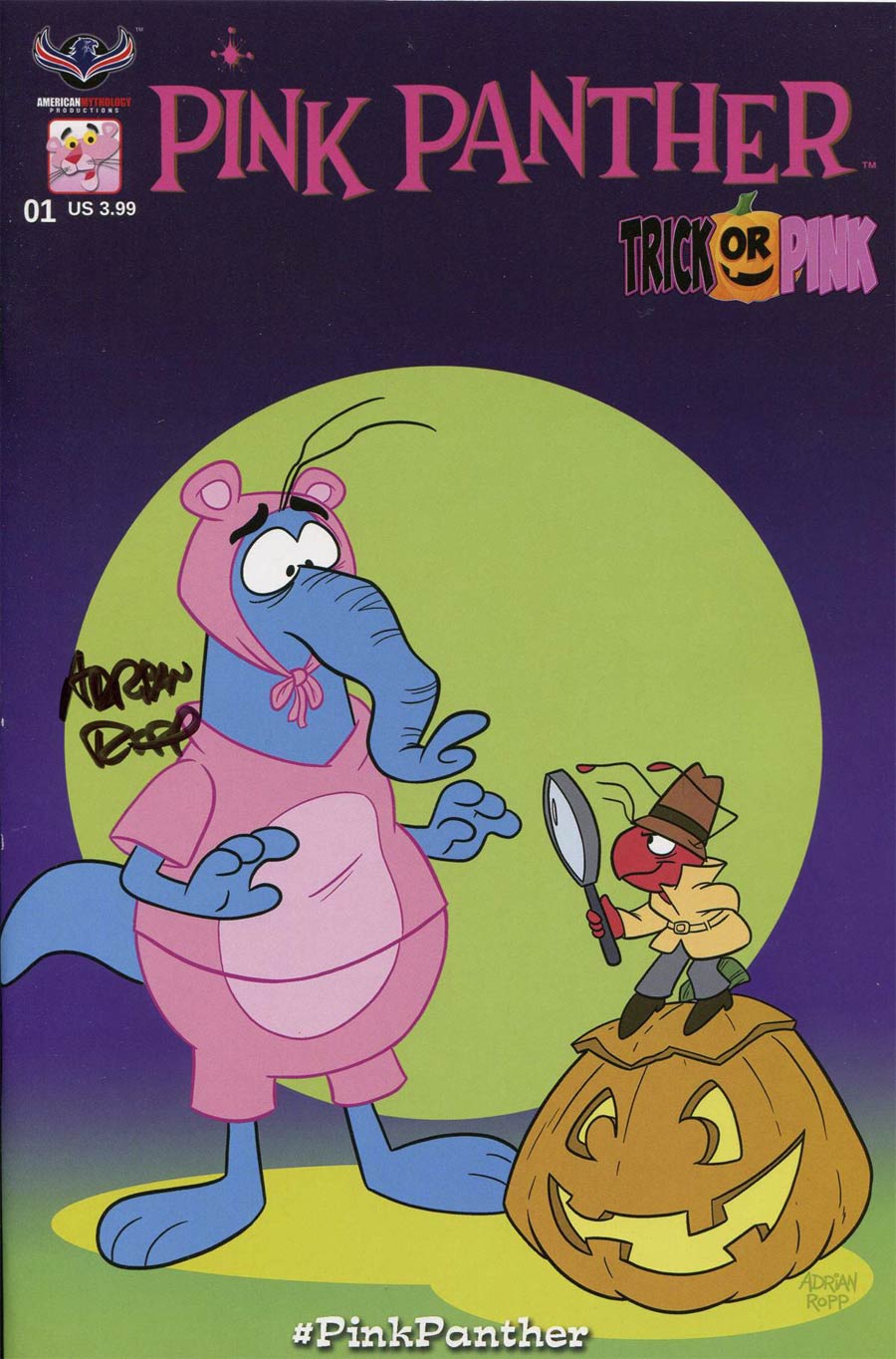 Pink Panther Trick Or Pink #1 Cover F Limited And The Aardvark Variant Cover Signed By Adrian Ropp