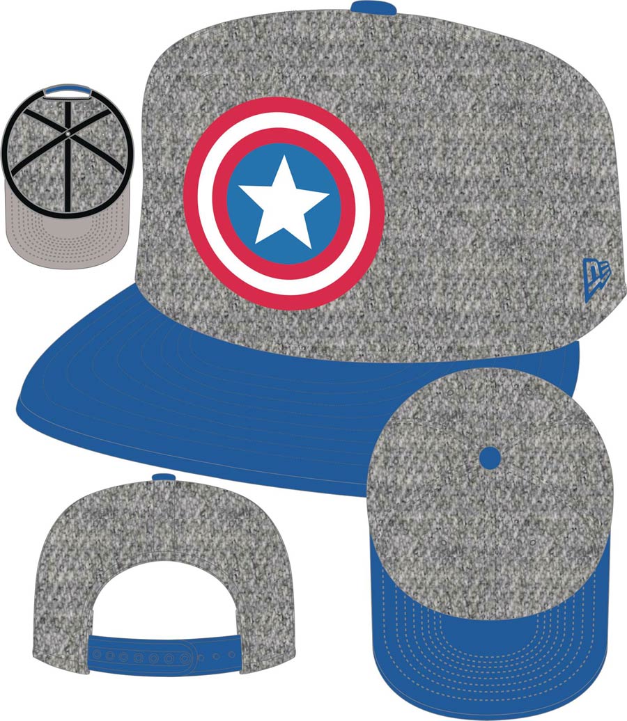 Captain America Shield Heather Action Snapback Cap
