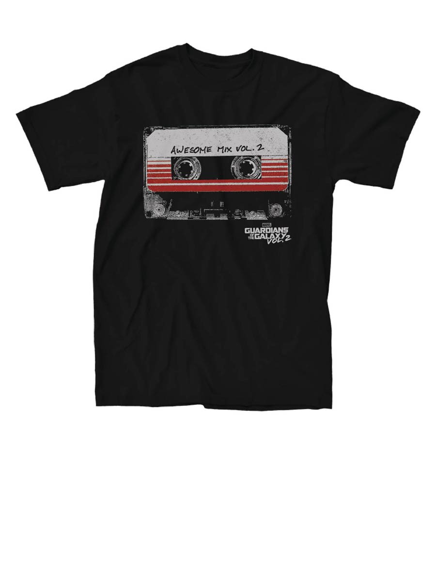 Guardians Of The Galaxy Vol 2 Awesome Mix Vintage Faded Black T-Shirt Large