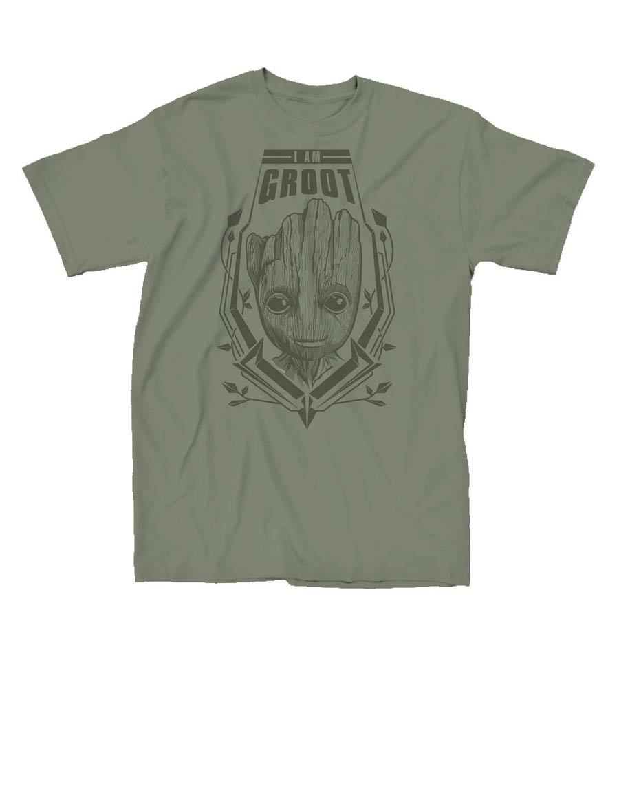Guardians Of The Galaxy Vol 2 Groot Badge Charcoal T-Shirt Large