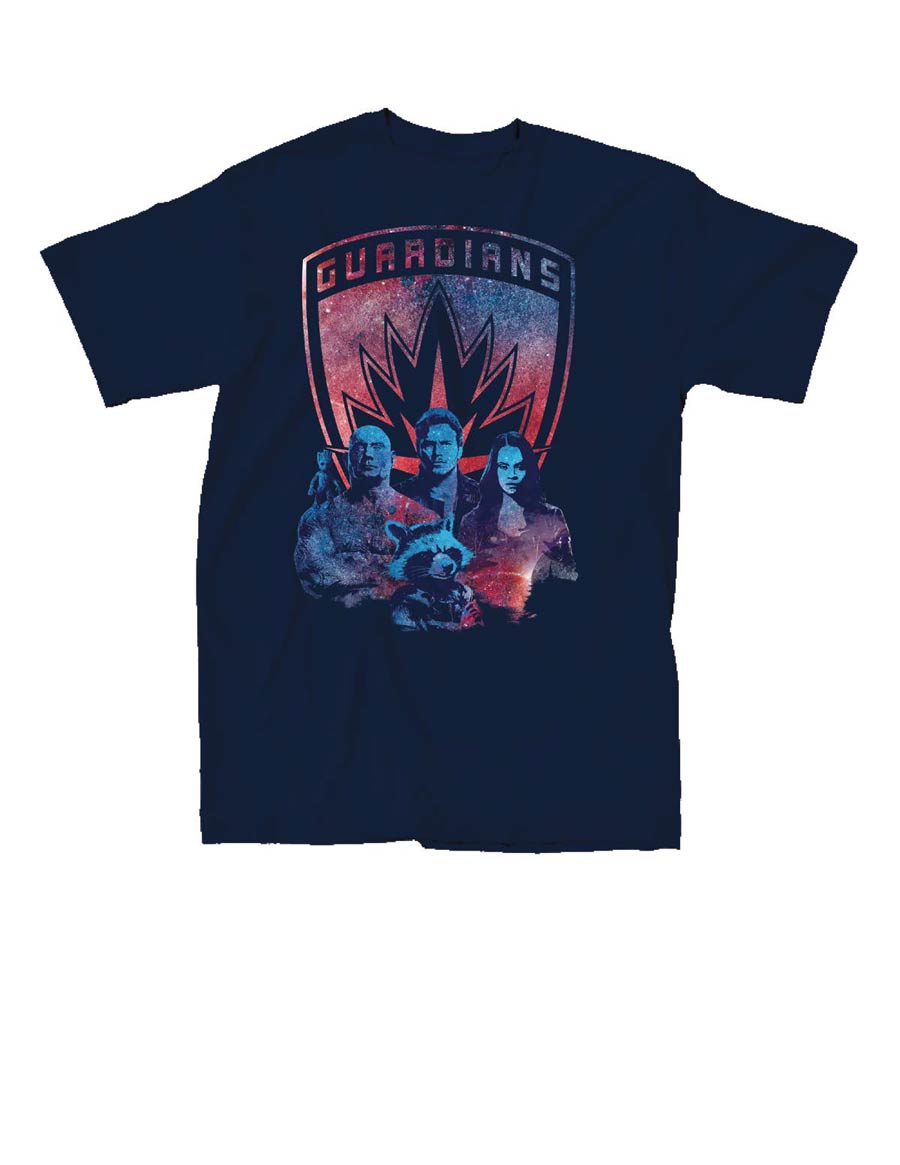 Guardians Of The Galaxy Vol 2 Group Colors Navy T-Shirt Large