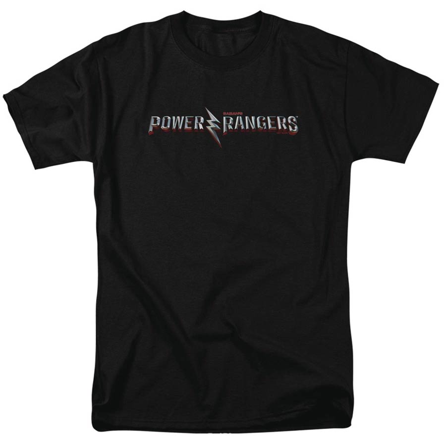 Power Rangers Movie Logo Black T-Shirt Large