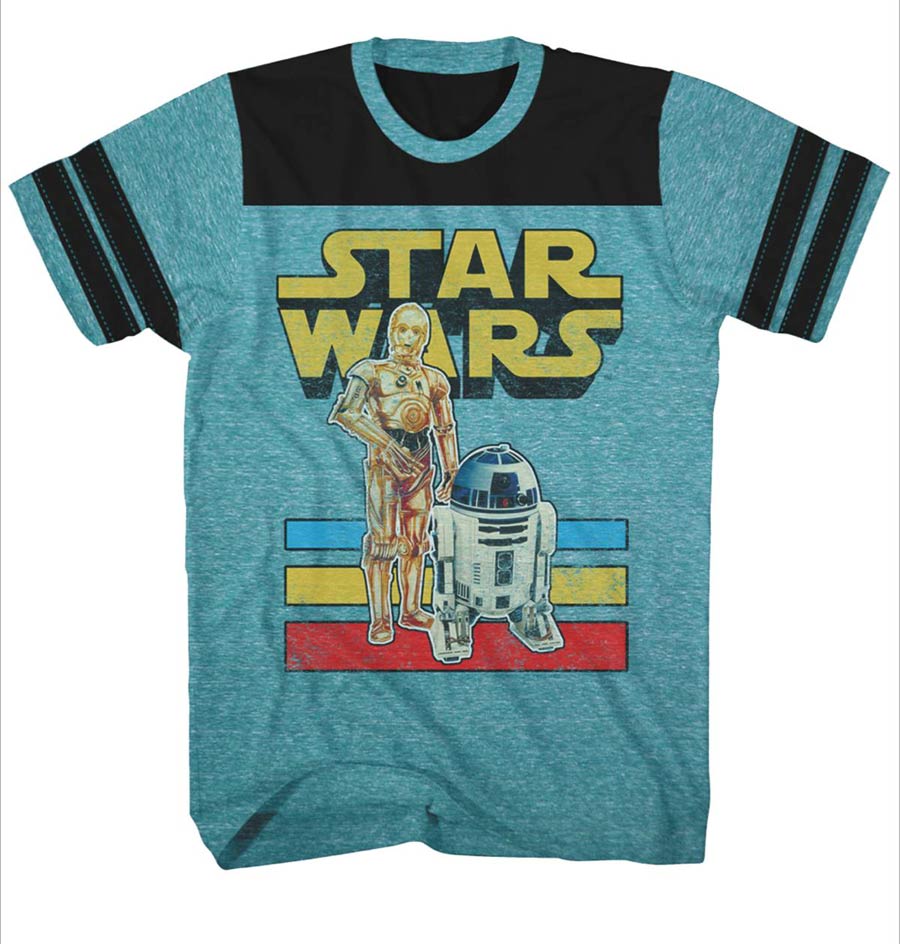 Star Wars Artoo Seethree Blue Heather Black T-Shirt Large