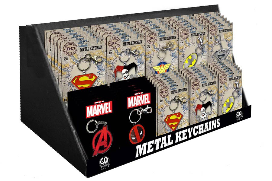DC / Marvel Heroes Metal Keychain 60-Piece Assortment Case