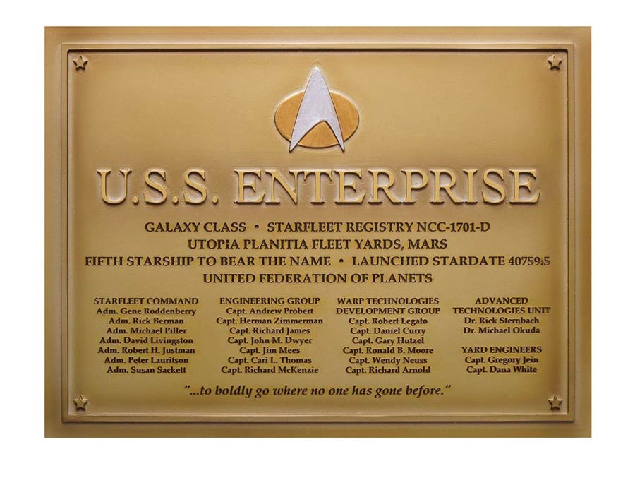 Star Trek Dedication Plaque #4 USS Enterprise NCC 1701-D