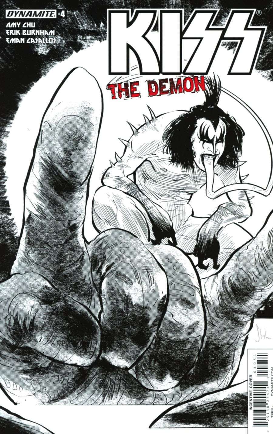 KISS The Demon #4 Cover E Incentive Kyle Strahm Black & White Cover