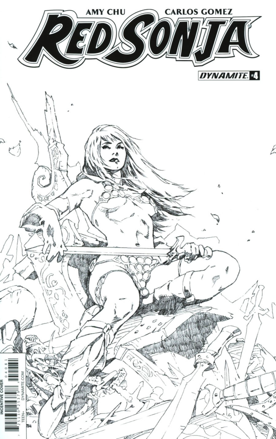 Red Sonja Vol 7 #4 Cover H Incentive Mel Rubi Black & White Cover