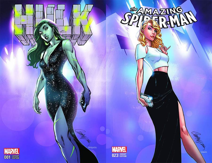 Hulk Vol 4 #1 / Amazing Spider-Man Vol 4 #23 DF Comicxposure Exclusive J Scott Campbell Color Variant Cover Set