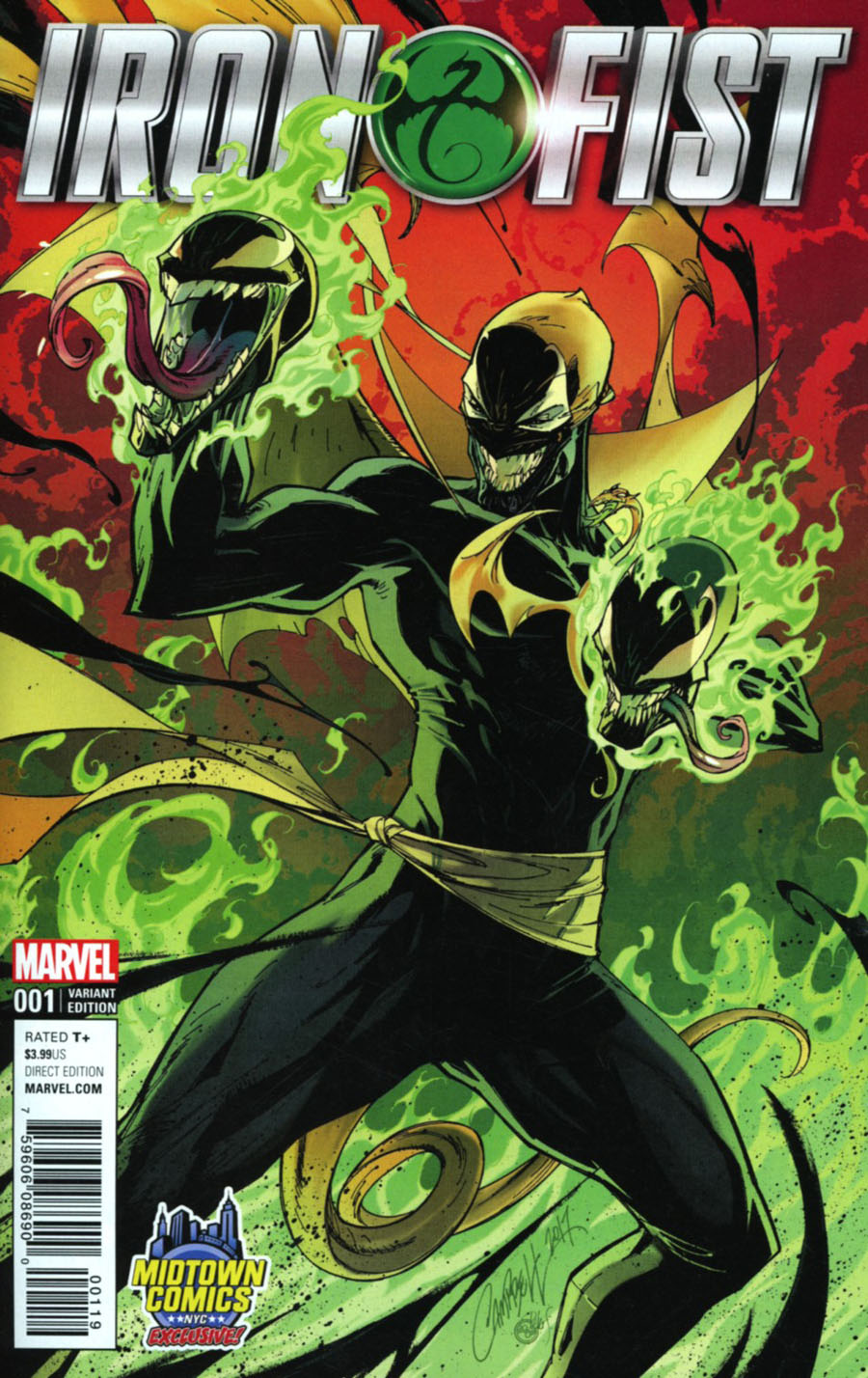 Iron Fist Vol 5 #1 Cover B Midtown Exclusive J Scott Campbell Venomized Color Variant Cover