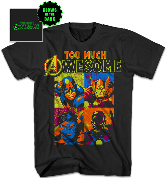 Avengers Illumination Awesome Black Youth T-Shirt Large