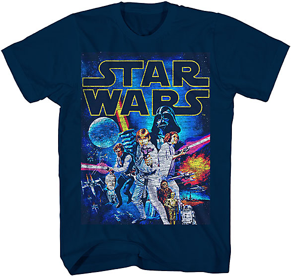 Star Wars Battle Cover Navy Youth T-Shirt Large