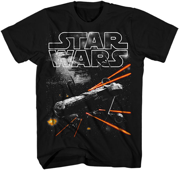 Star Wars On The Run Black Youth T-Shirt Large