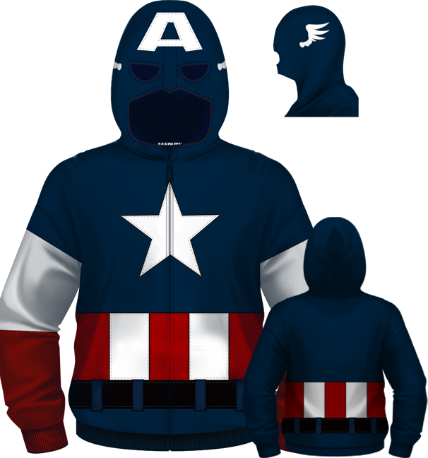 Captain America Cap A Fleece Zip-Up Hoodie Small